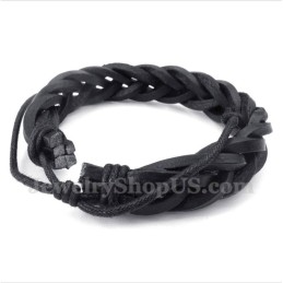 Pulseira Masculina De Couro E Titânio