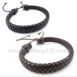 Pulseira Masculina De Couro E Titânio