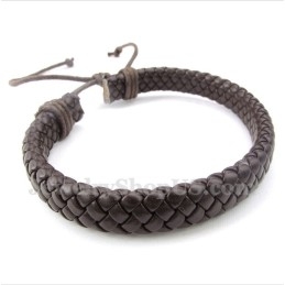 Pulseira Masculina De Couro E Titânio
