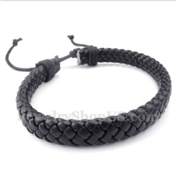 Pulseira Masculina De Couro E Titânio