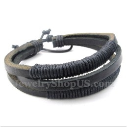 Pulseira Masculina De Couro E Titânio
