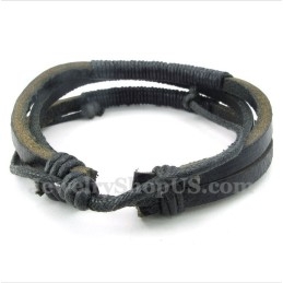 Pulseira Masculina De Couro E Titânio