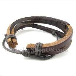 Pulseira Masculina De Couro E Titânio