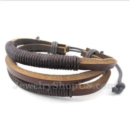 Pulseira Masculina De Couro E Titânio