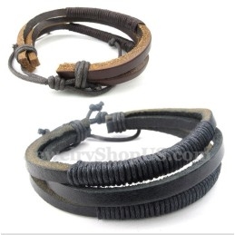 Pulseira Masculina De Couro E Titânio