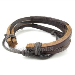Pulseira Masculina De Couro E Titânio