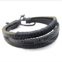Pulseira Masculina De Couro E Titânio