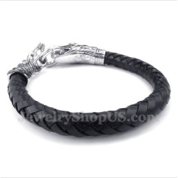 Pulseira Masculina De Couro E Titânio