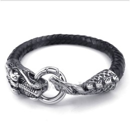 Pulseira Masculina De Couro E Titânio