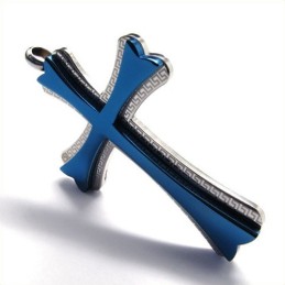 Pingente De Titânio Em Cruz Novo Estilo (Azul)