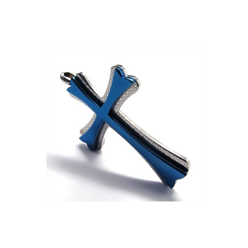 Pingente De Titânio Em Cruz Novo Estilo (Azul) Pingente De Titânio Em Cruz Novo Estilo (Azul)
