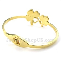 Pulseira Masculina De Titânio E Ouro Trevo