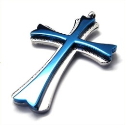 Pingente De Titânio Em Cruz Novo Estilo (Azul)