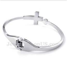 Pulseira Masculina De Titânio Com Cruz