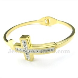 Pulseira Masculina De Titânio E Ouro Com Cruz