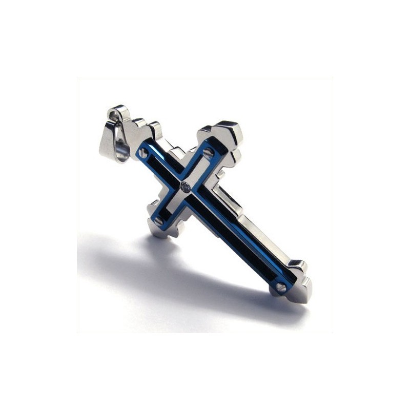 Pingente De Titânio Com Cruz Da Moda (Azul) Pingente De Titânio Com Cruz Da Moda (Azul)
