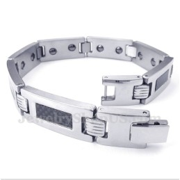 Pulseira Magnética Masculina De Fibra De Carbono E Titânio