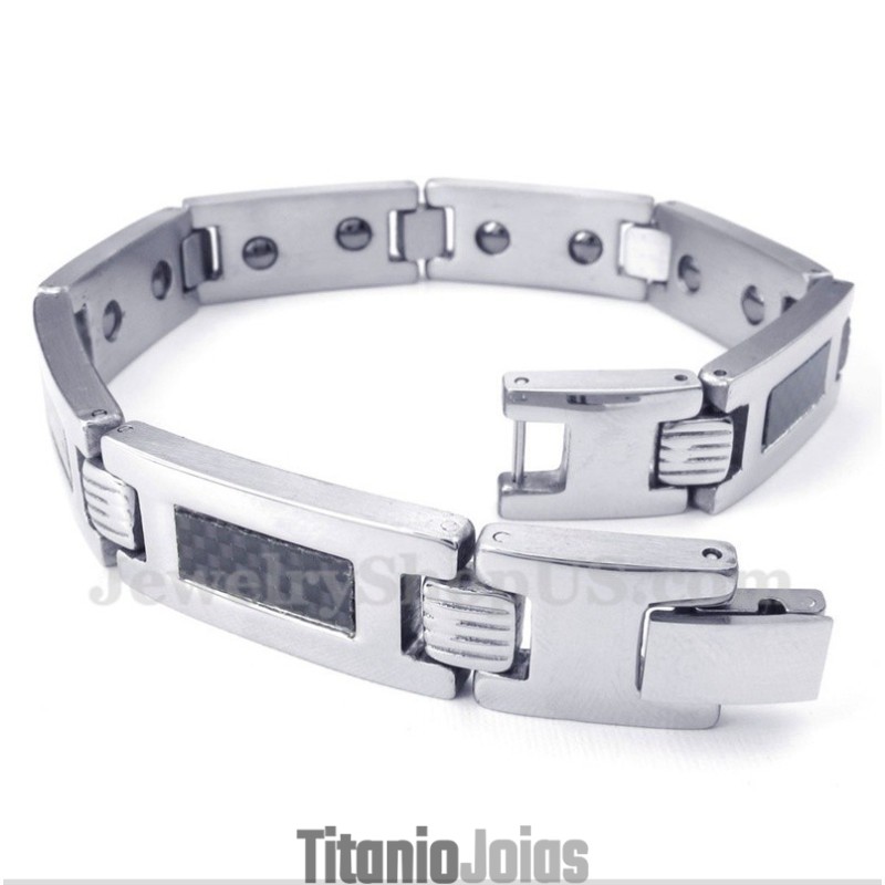 Pulseira Magnética Masculina De Fibra De Carbono E Titânio Pulseira Magnética Masculina De Fibra De Carbono E Titânio