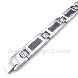 Pulseira Magnética Masculina De Fibra De Carbono E Titânio