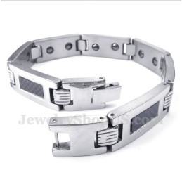 Pulseira Magnética Masculina De Fibra De Carbono E Titânio