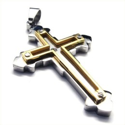 Colar Com Pingente De Cruz De Titânio Da Moda Para Homens (Dourado)