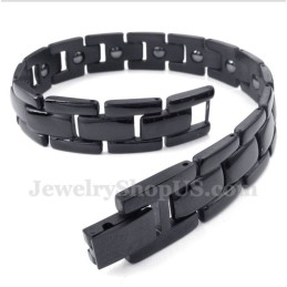 Pulseira Masculina De Titânio Magnético Preta