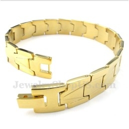 Pulseira Masculina De Titânio Dourado