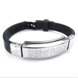 Pulseira Masculina De Titânio E Borracha Com Versículos Bíblicos