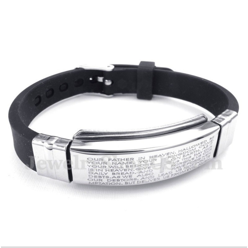 Pulseira Masculina De Titânio E Borracha Com Versículos Bíblicos Pulseira Masculina De Titânio E Borracha Com Versículos Bíblicos