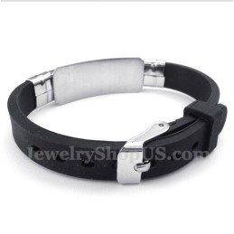 Pulseira Masculina De Titânio E Borracha Com Versículos Bíblicos