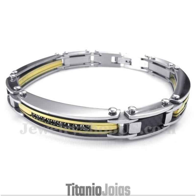 Pulseira Masculina De Titânio Com Diamantes Pulseira Masculina De Titânio Com Diamantes