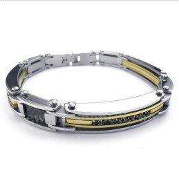 Pulseira Masculina De Titânio Com Diamantes