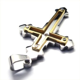 Colar Com Pingente De Cruz De Titânio Da Moda Para Homens (Dourado)