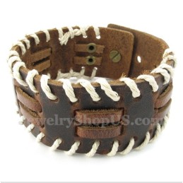 Pulseira Masculina De Couro E Titânio