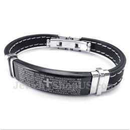 Pulseira De Borracha Masculina De Titânio Com Versículos Bíblicos