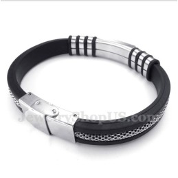 Pulseira Masculina De Borracha E Titânio