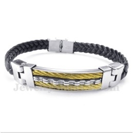 Pulseira Masculina De Couro De Titânio