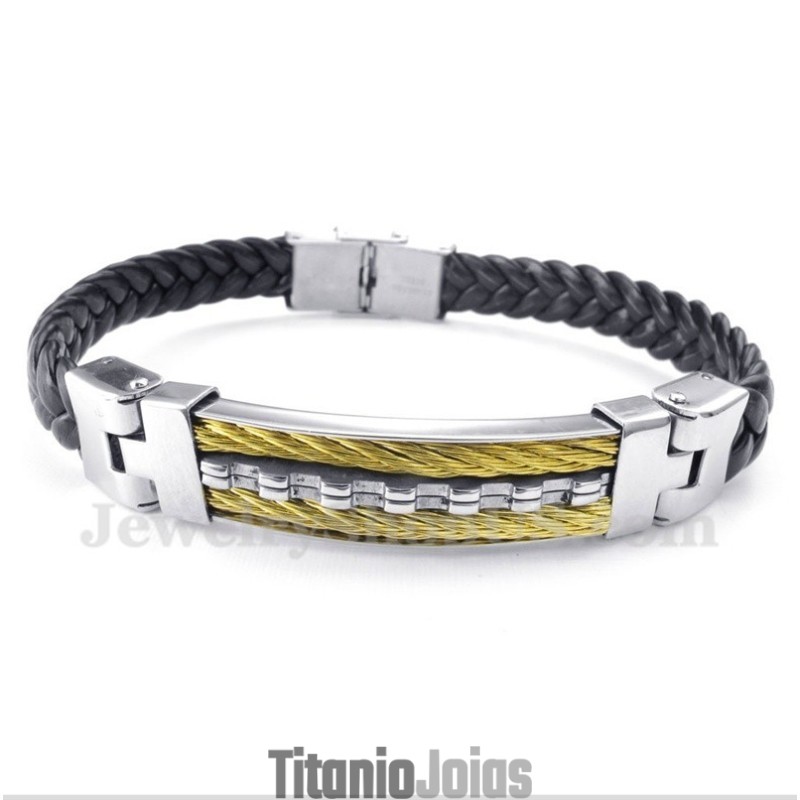 Pulseira Masculina De Couro De Titânio Pulseira Masculina De Couro De Titânio