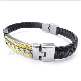 Pulseira Masculina De Couro De Titânio