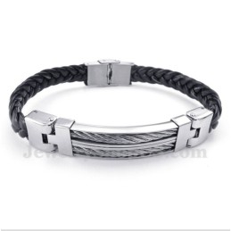 Pulseira Masculina De Couro De Titânio