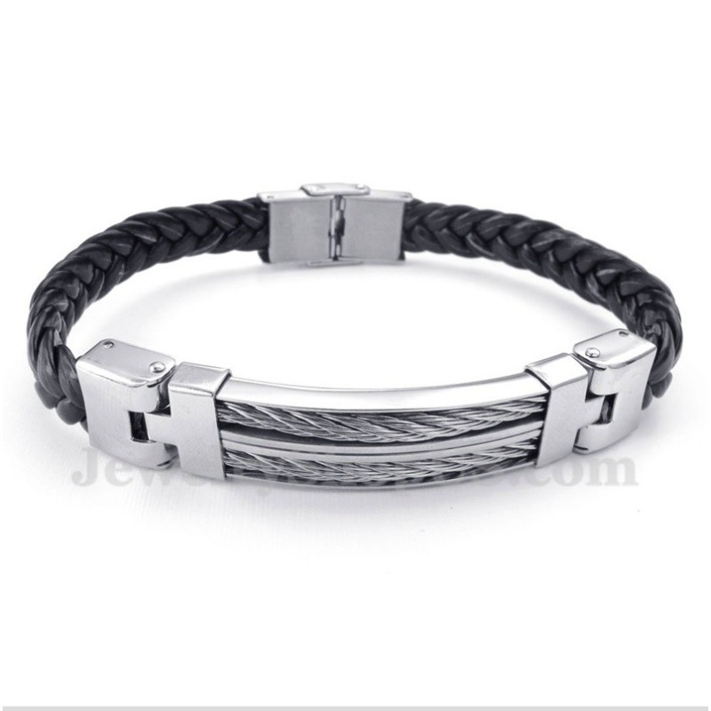 Pulseira Masculina De Couro De Titânio Pulseira Masculina De Couro De Titânio