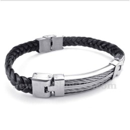 Pulseira Masculina De Couro De Titânio
