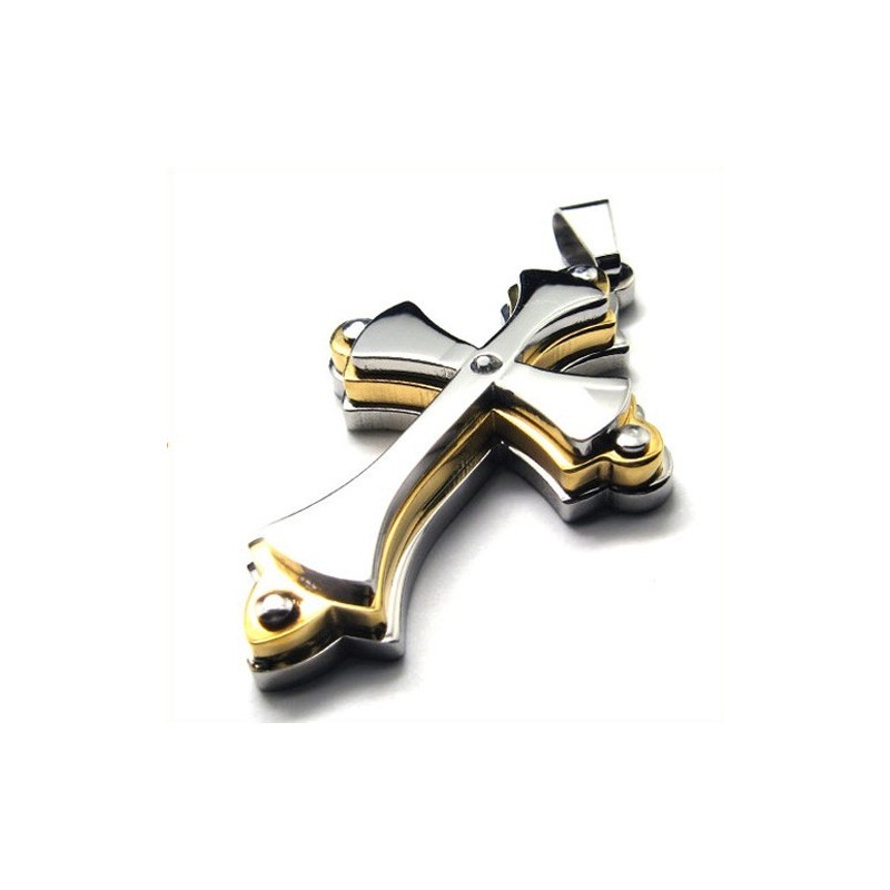 Pingente De Titânio There Layers Cross (Dourado) Pingente De Titânio There Layers Cross (Dourado)