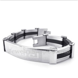 Pulseira Masculina De Titânio E Borracha Com Padrão Grego Meandro