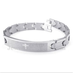 Pulseira Masculina De Titânio Com Versículo Bíblico Espanhol