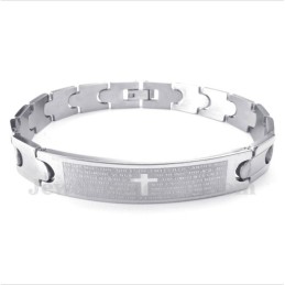 Pulseira Masculina De Titânio Com Versículo Bíblico Espanhol