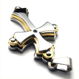 Pingente De Titânio There Layers Cross (Dourado)