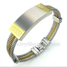 Pulseira Masculina De Titânio Com Padrão Grego Meandro