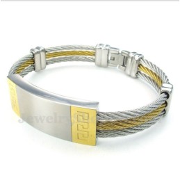 Pulseira Masculina De Titânio Com Padrão Grego Meandro