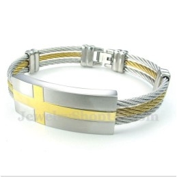 Pulseira Masculina De Titânio Com Cabo Cruzado